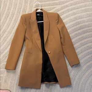 Zara Women's Camel Blazer with Black Lining
